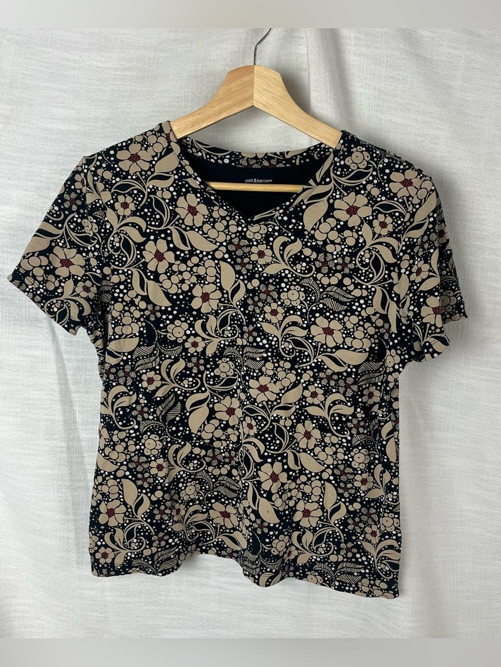 croft & barrow Floral 100% Cotton Short Sleeve Tee women’s M - Picture 1 of 5
